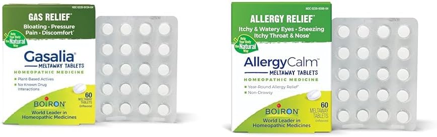 Boiron Gasalia 牌匾 60 伯爵和过敏Calm牌匾 60 降气、布洛廷、过敏和Hay Fever伯爵