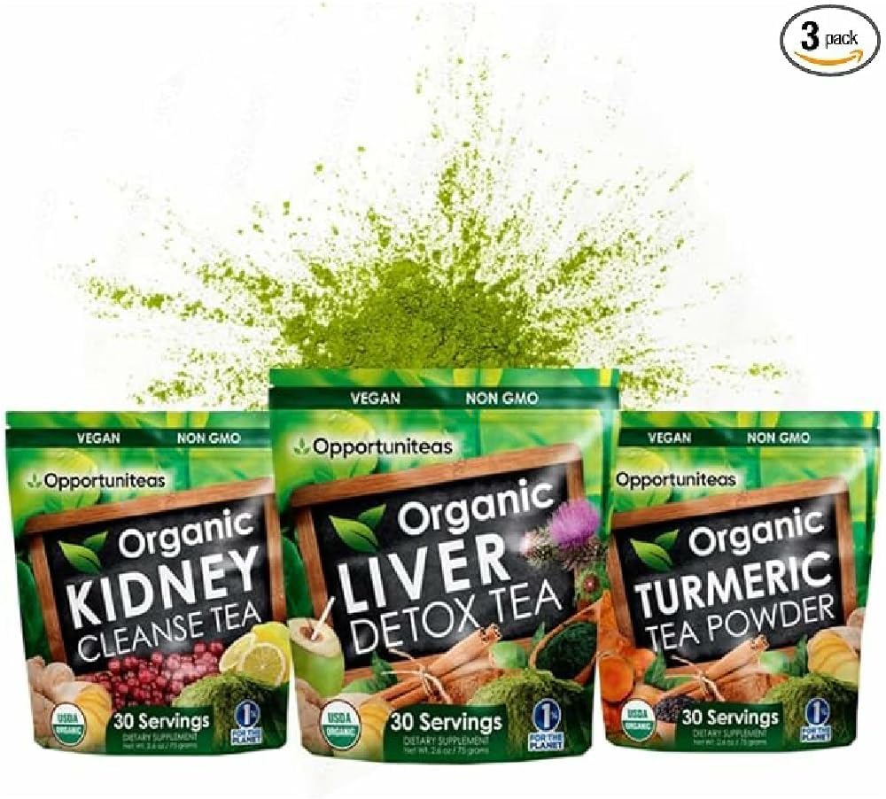 Opportuniteas Matcha 解毒茶粉 - 有机Turmeric Matcha 绿色茶,肾解毒,和有机肝解毒包