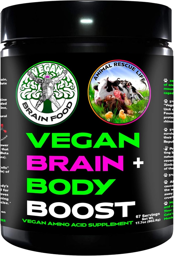 Vegan Brain & Body Boost:一个植物类生活方式的顶端樱桃 工作情报 – 抗衰老 – 身体健康 – Vegan 氨基酸 - Creatine, Taurine & Beta Alanine 67 服务/500g