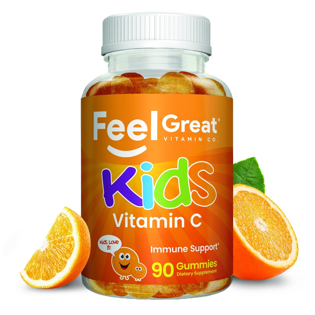 (原始内容存档于2018-03-21). Kids Vitamin C Gummys Chewable for Immune Defense QQ 植物基, Gluten Free QQ Vegan 250 mg / service 90 Gummys – Kids Vitamin by Feel Great Vitamin Co.