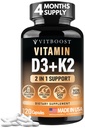 VITBOST 维生素 D3 K2 复合体 - 容易吞 - 维生素 D (D3) 5000 IU (125 mcg) & K2(MK-7) 90 mcg → Non-GMO → Gluten-free → ^ USA 制造 → 120 Capsules