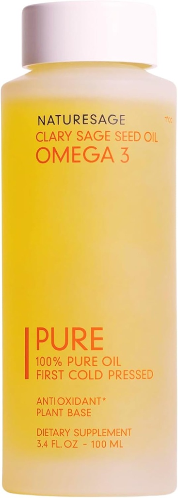 Pure Vegan Liquid Omega 3 Oil,以植物替代Omega 3 Fish Oil,3.4 f. oz. – 冷压自克拉里 Sage种子 – Kosher - Omega 3 Fatty Acid 补充抗氧化剂