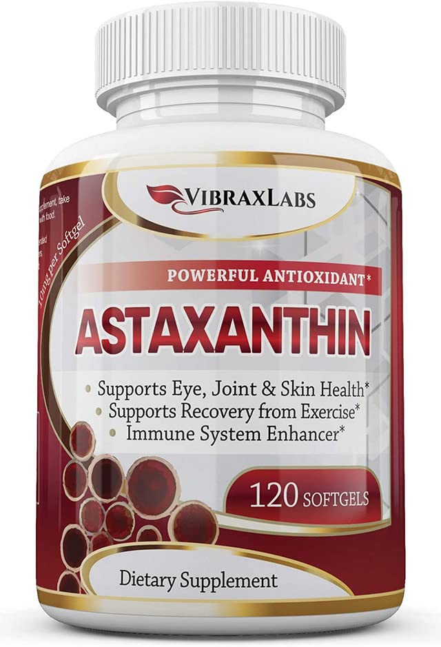 Astaxanthin 10mg 微型藻类补充剂/最佳纯抗氧化剂,帮助皮肤护理和眼科,Arthritic Jokes,健康老化,促进能源,120 N-GMO Softgels - Premium Astaxanthin 补充剂
