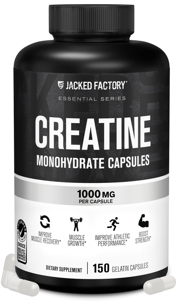 Creatine Monohydrate Capsules -- -- 肌肉生长的Creatine Pills、增强强度、增强能源输出和提高运动性能 -- -- 150 Capsules