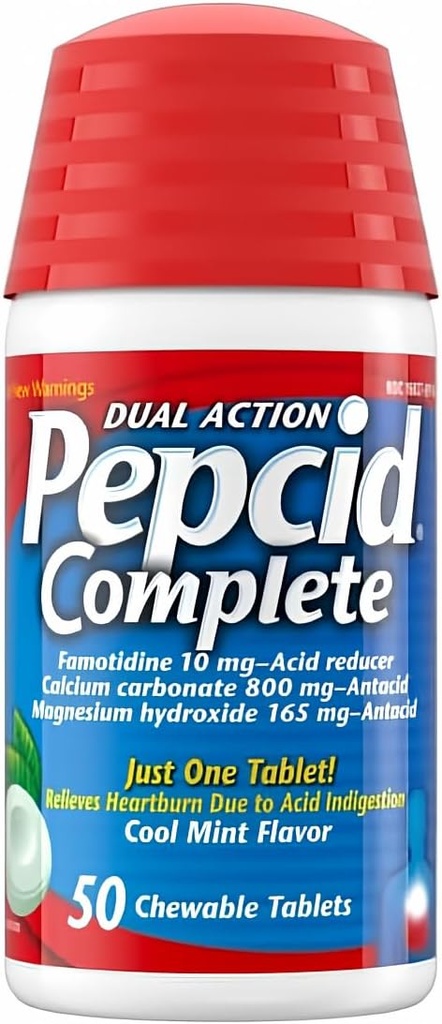 Pepcid 完全酸还原剂 + Antacid Chewbol 片, 冷薄荷 Flavor, 50 由 Pepcid 完成(包1)