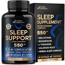 成人睡眠药丸 550mg - Melatonin 3mg - Valerian Root for Sleep - L - Theanine - Magnesium - 天然睡眠援助补充 - 非哈比特人形成休息支助 - 美国制造 - 1天,2个月供应