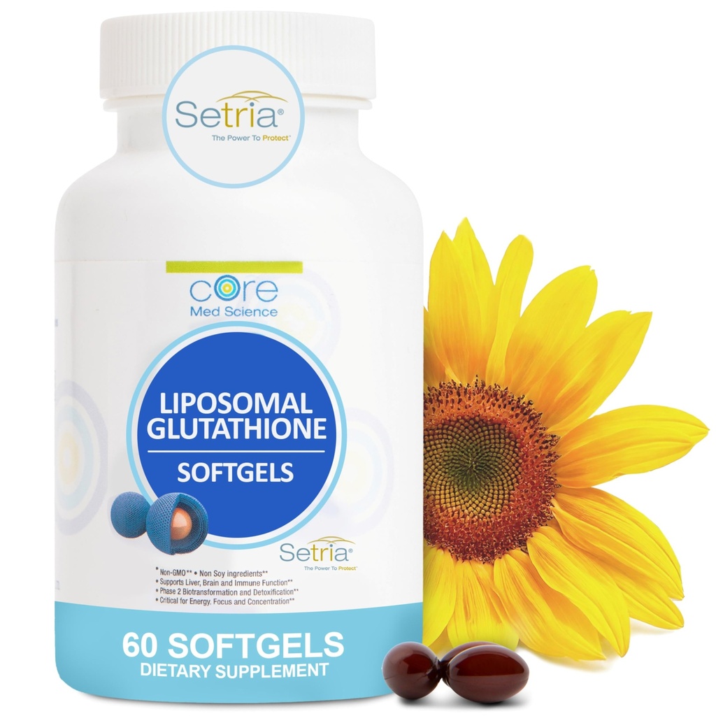 核心医学 Liposomal Glutathione 补充(500毫克,60软胶) - 纯减速Setria 与磷脂复合物 - 抗氧化剂补充能源,和皮肤