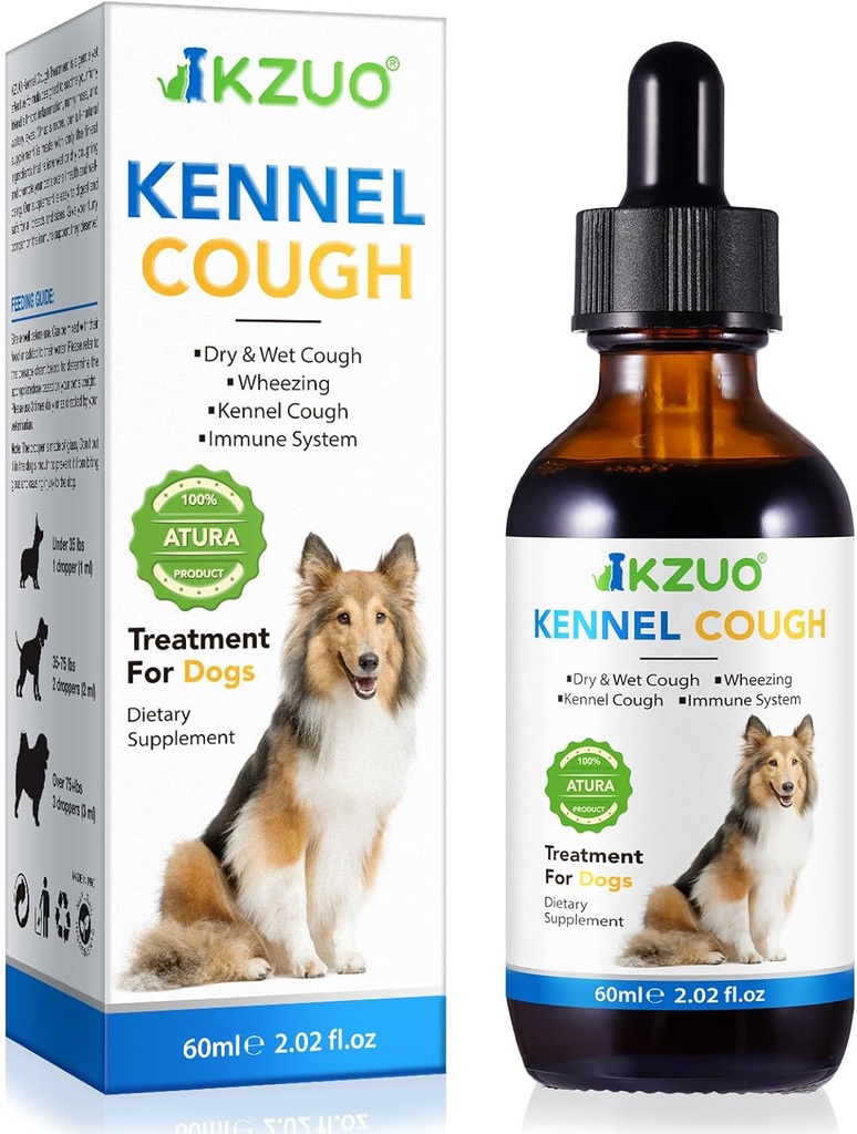 狗咳治疗 - Kennel Cough Drops for Dogs, 100% 天然 cough 补充 狗咳补品, 过敏救济 补充 狗咳补品, 草药 Drops for All Breeds & 大小
