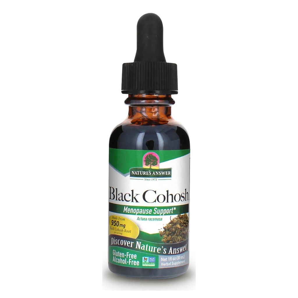 自然之答 有机酒精 无黑Cohosh 摘录 1 Ounce for Muropause Support - Kosher, Gluten - Free Muropause Hot Flashes - 妇女补编,美国制造