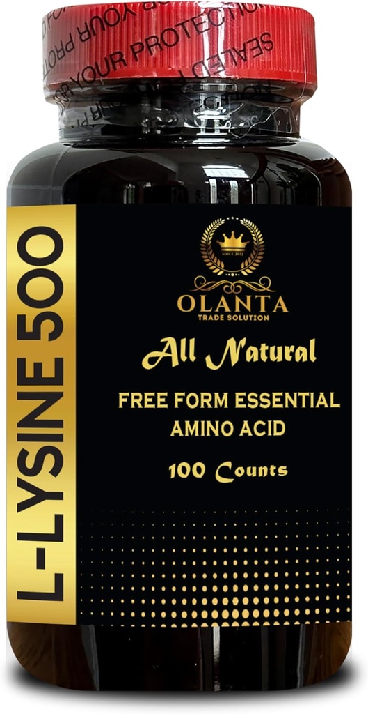 L-LYSINE 500 - 自由形态氨基酸,L Lysine 复合物,免疫支持,Lip & Skin健康补充,支持Hormone调控,L-Lysine 补充 - 1瓶100计数