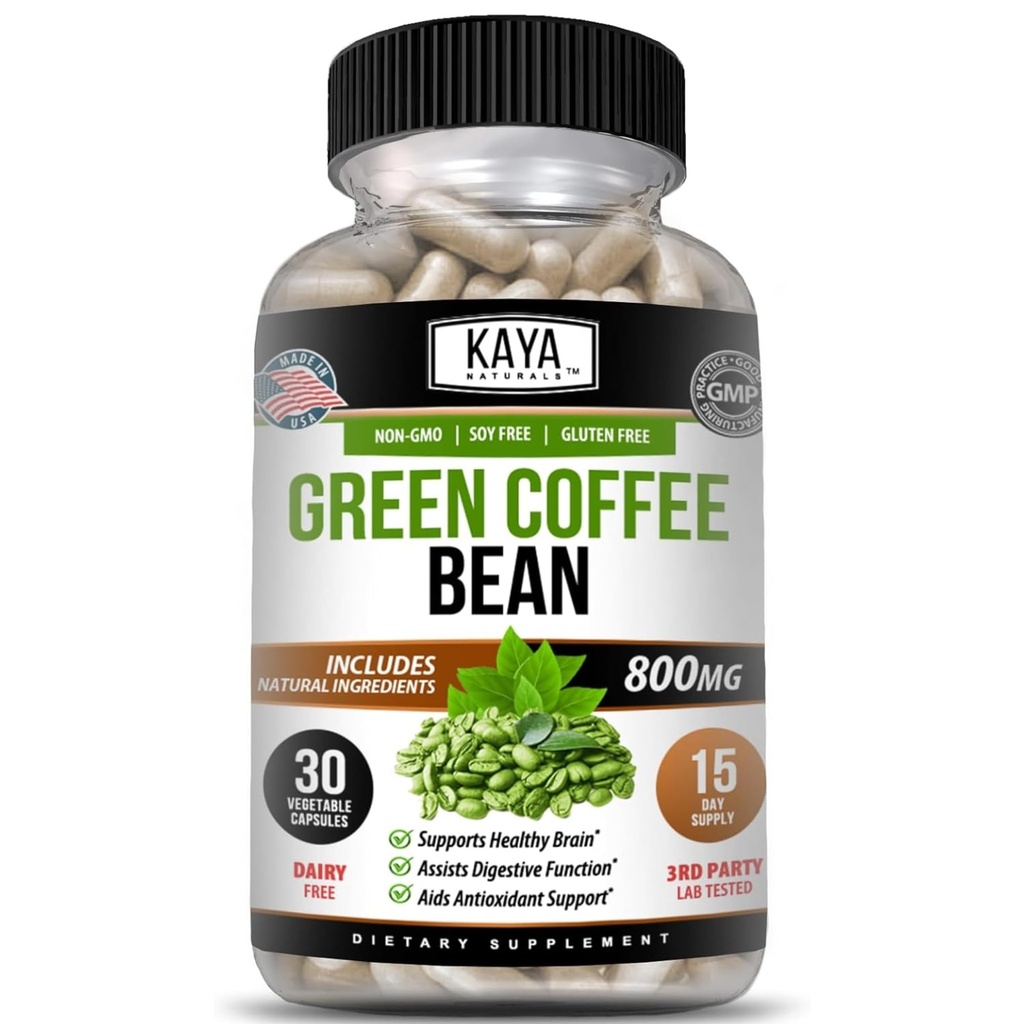 Kaya Naturals Green Coffee Bean Extract - 非GMO, Gluten免费补编(30 Counter (Pack of 1))