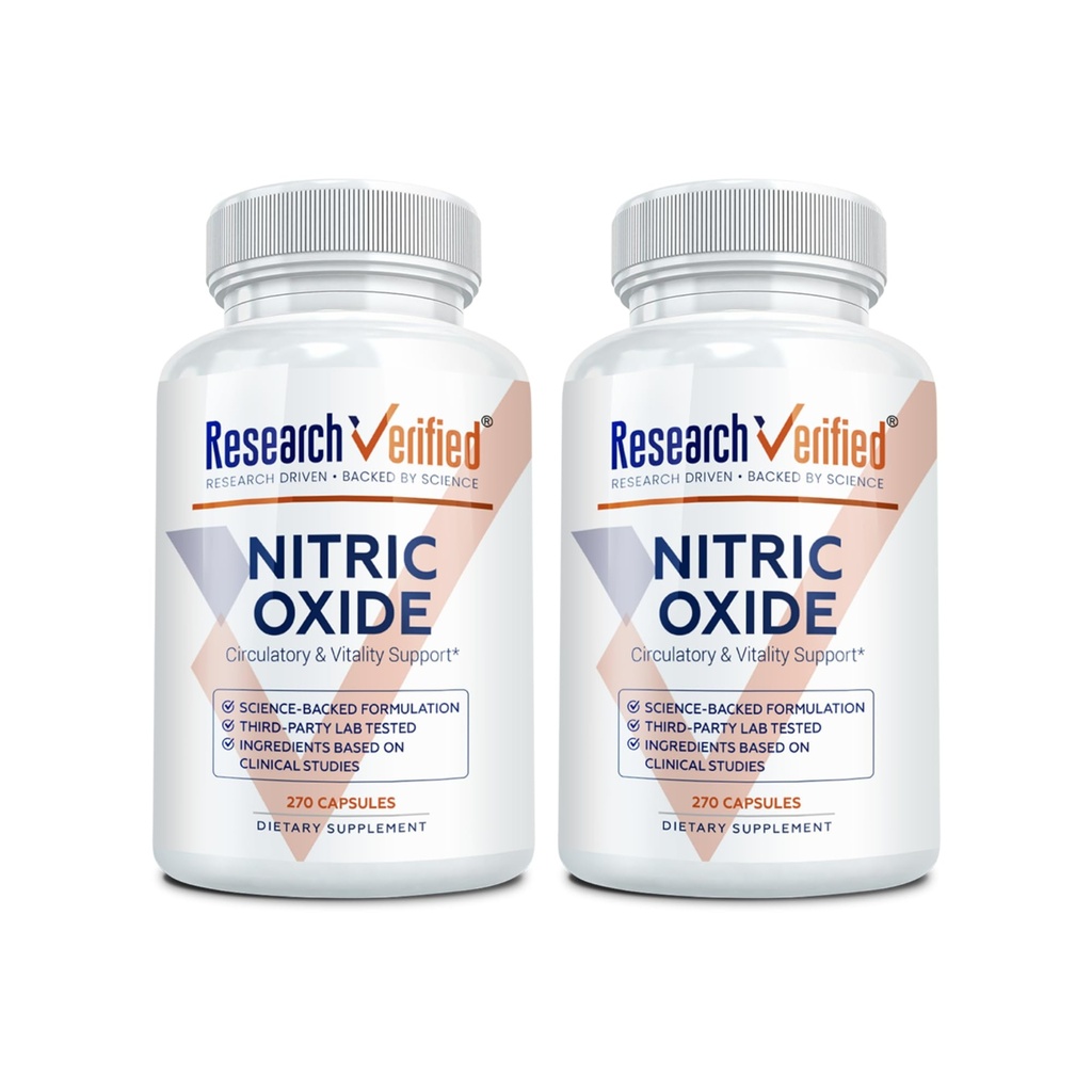 核验氮氧化物 - 与L-Arginine和L-Citrulline - Premium Muscle Building Nitric Oxide Booster - 270 计数 - 2瓶