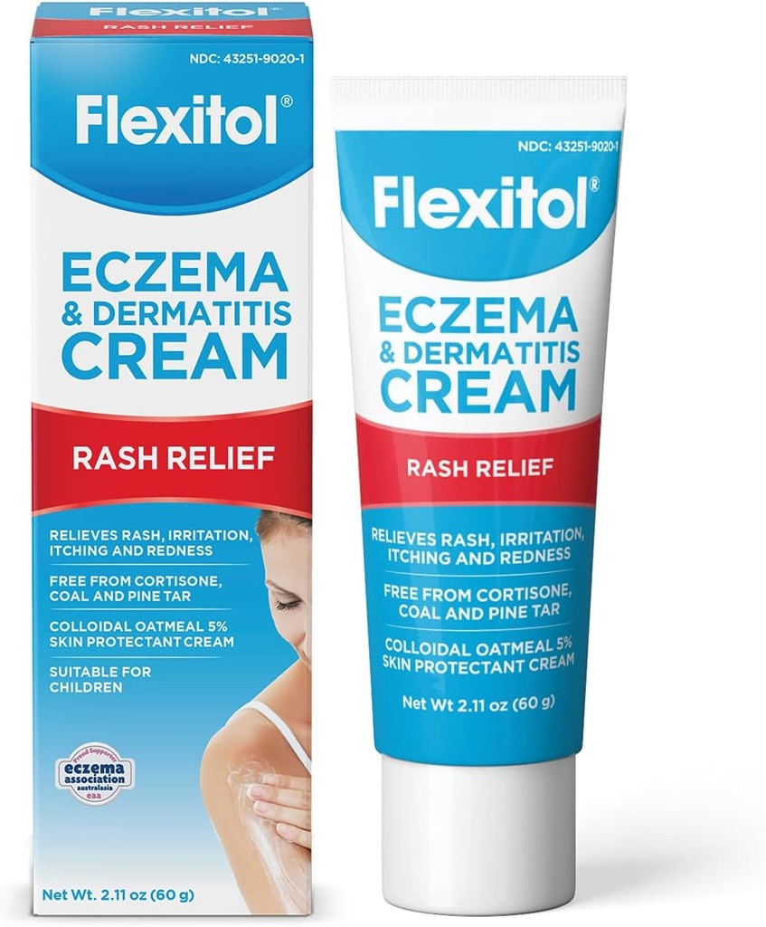 Flexitol Eczema & Dermatitis Cream – 对敏感、刺激的皮肤来说,无固醇和氟化物,含有5%的类固醇 Oatmeal