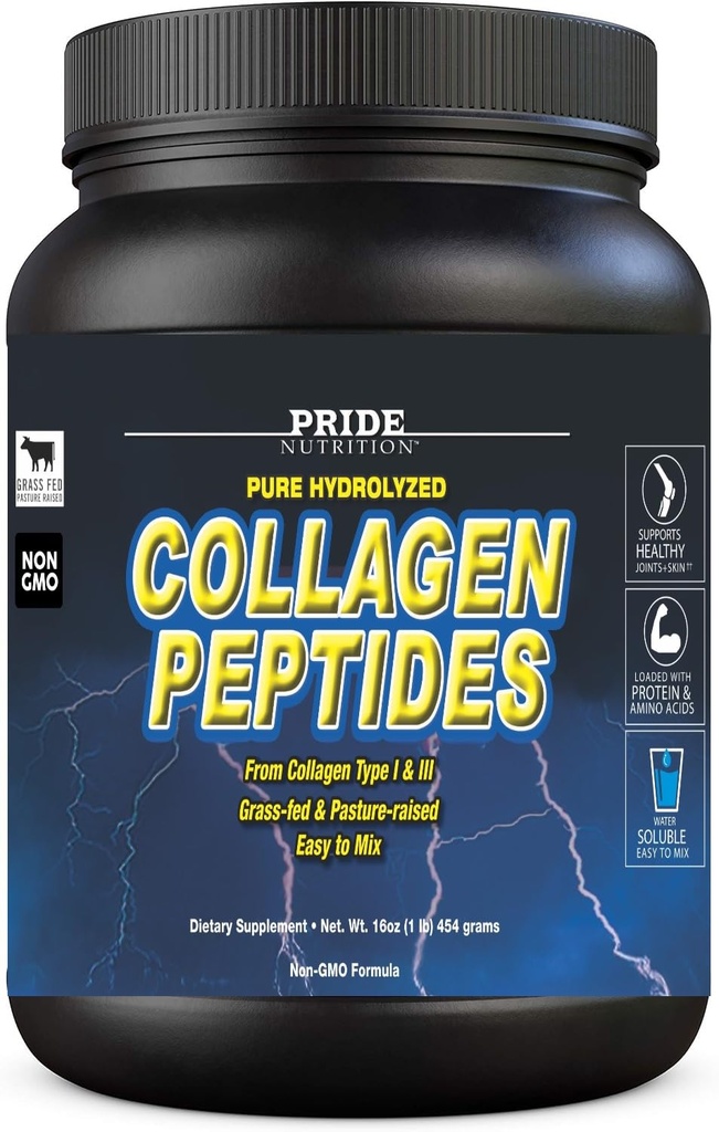 骄傲营养 Collagen Peptides 天然源水解 Collagen 粉 - 健康头发,皮肤和钉子支持 - 男女草鳍 Collagen 型补充剂 - 16oz