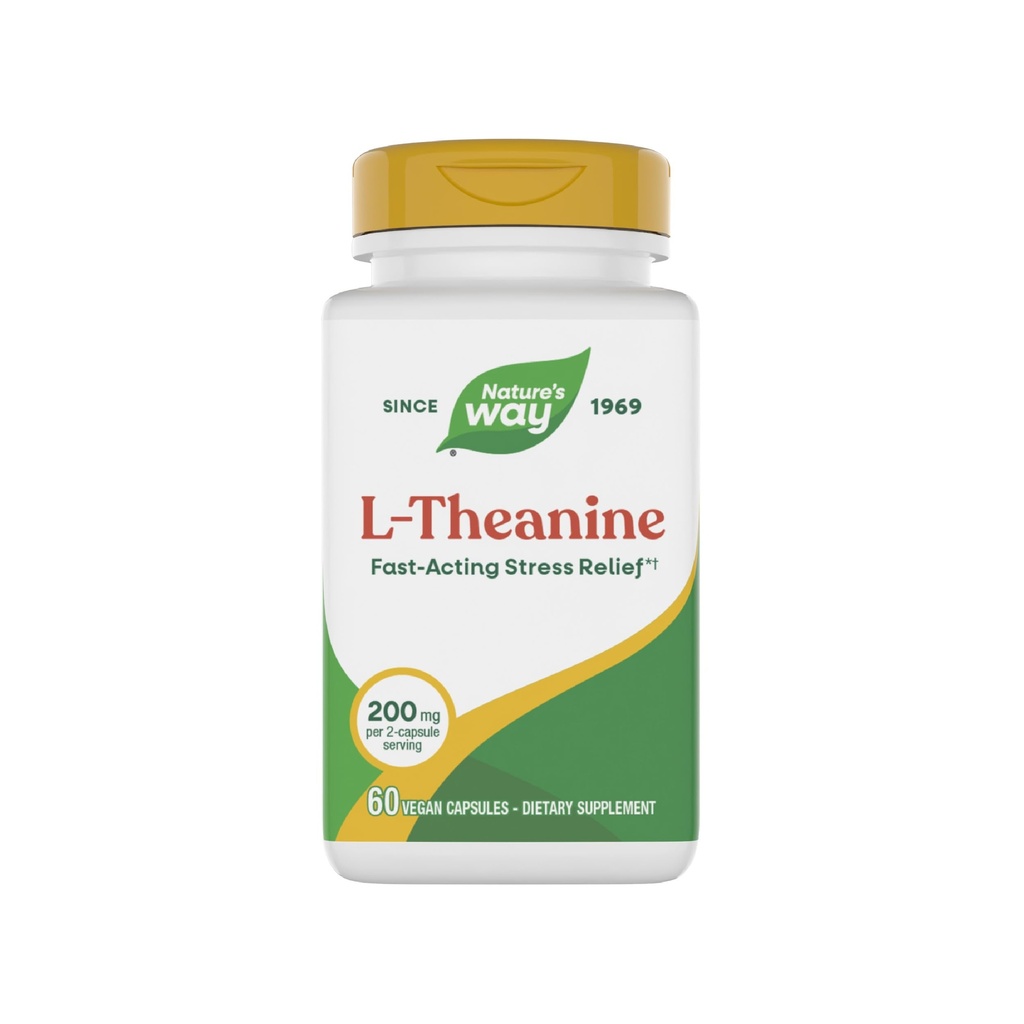 自然之道L-Theanine,压力支持*,促进放松*,200毫克/每2个卡普尔服务,Vegan,60个卡普尔