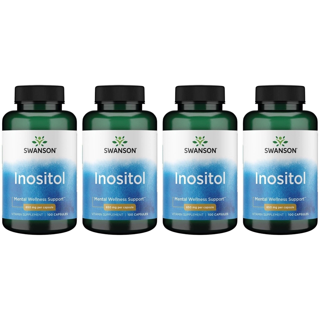 Swanson Inositol 650 毫克 100 卡普尔(4包)