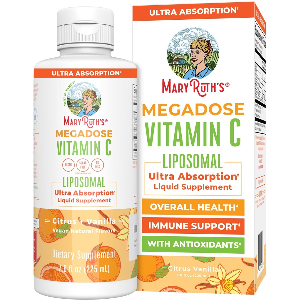 MaryRuth的大剂量液体维生素C Liposomal → 500 mg 单人服务 → 超吸收 → 豁免 → 抗氧化剂 → 抗氧化剂支持 → 柯拉根 → 维加根 → 格卢滕 → 自由糖 → 7.6 Oz → 30 服务