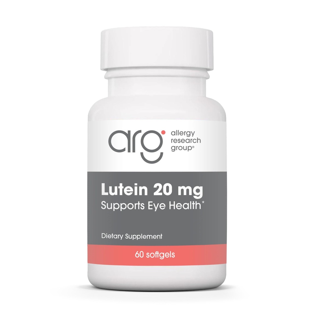 过敏研究小组Lutein补充-眼维生素,20mg Lutein和Zeaxanthin换眼,眼健康,视力护理,软胶-60个计数