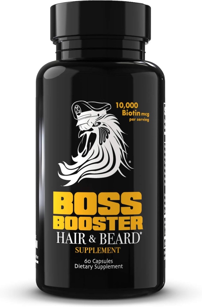 Bossman Boss Booster Supplement – 60 Capsules – MSM 和 10,000 MCG 男子生物素生长维生素 – 30日供应
