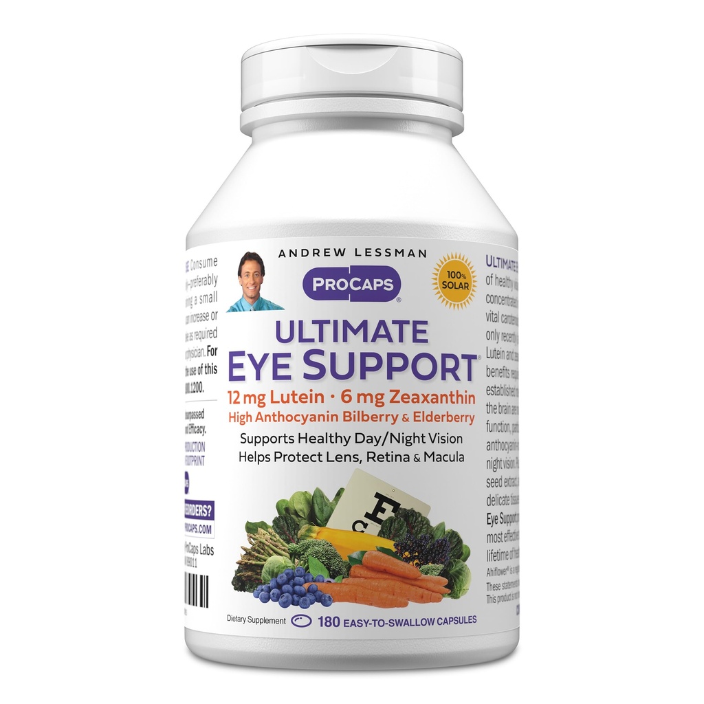 Andrew Lessman Ultimate Eye Supports 180 Softgels - 12mg Lutein, 6mg Zeaxanthin, Bilberry, 支持眼科健康和促进健康视野的关键营养物. 没有附加物。 容易吞软胶