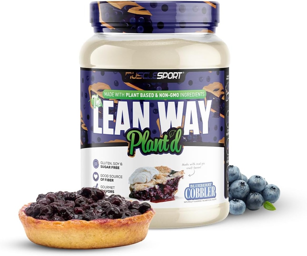 肌肉球蛋白(Musclesport Lean Way) 植物蛋白(Pea Protein)和棕米蛋白(Brown Rice Protein Blend),配有添加的CLA,MCT和L-Carnitine - 20 services(蓝莓科布勃)