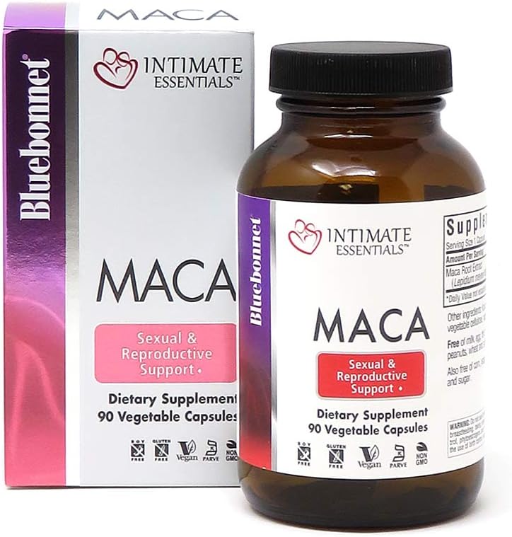 Bluebonnet 营养 亲密基本素 Maca Capsules,无豆,无胶,无胶,非GMO,无乳品,Kosher认证,Vegan,90 Capsules,90 services(743715040144)