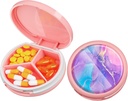 Serfeymi小药盒 - 3 Portable Pill Box for Purse Pocket, Concess mini Travel Pill case - 适合医药,维生素,鱼油,补充品 - Pink(流利艺术)