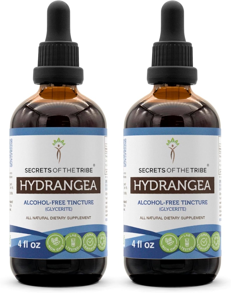 Hydrangea Tincture无酒精液体提取物(Hydrangea arborescens)干根(2x4 FL OZ)的秘密