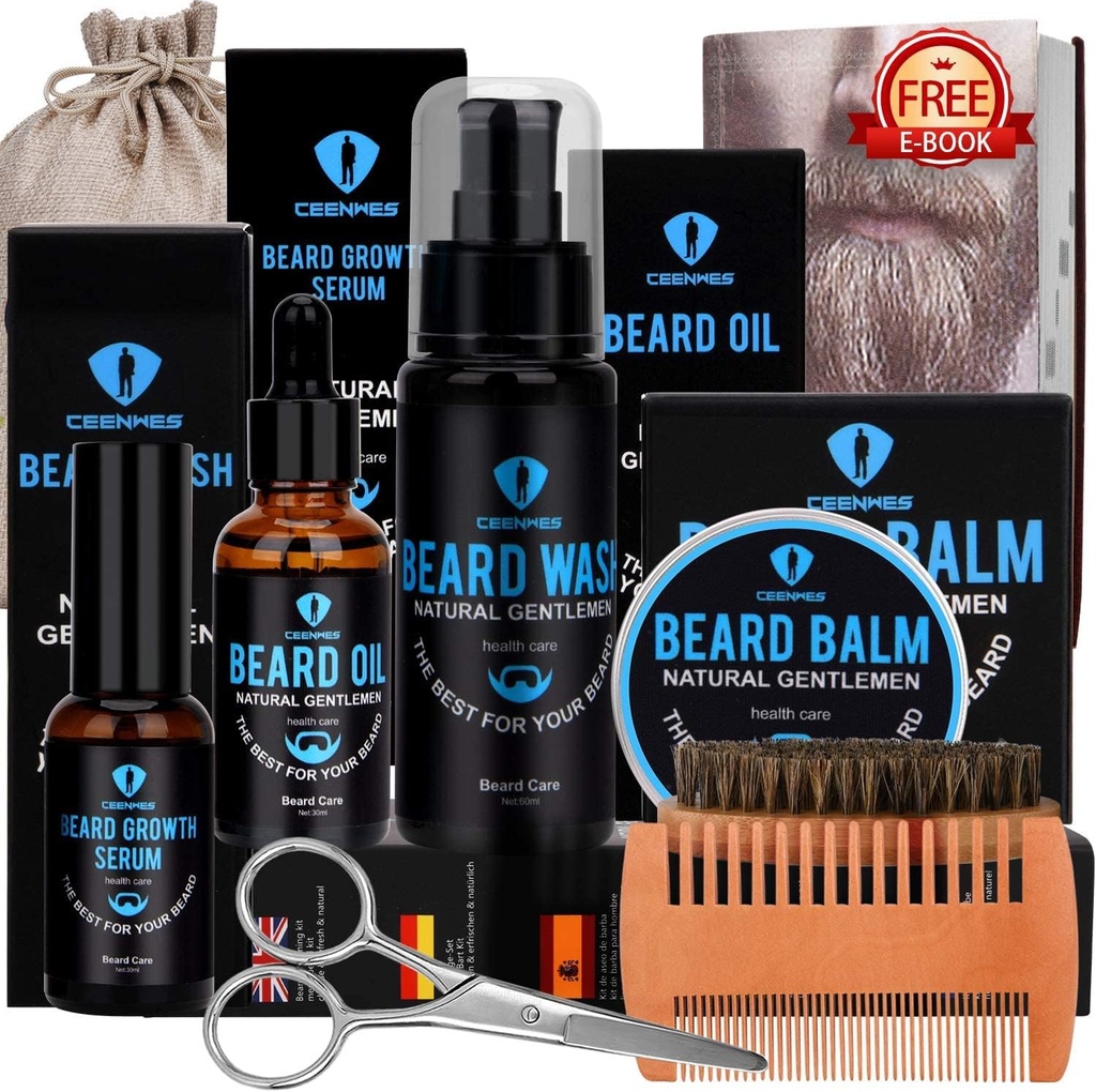 胡子Groming Kit,有胡子油的Beard Kit,有胡子生长液的Beard生长液的Beard生长液的Beard Wash,有胡子Balm的Beard Brush,有胡子Comb的Beard & Mustache 剪刀的Beard生长液的Beard生长液的Beard生长液的男子特有礼品