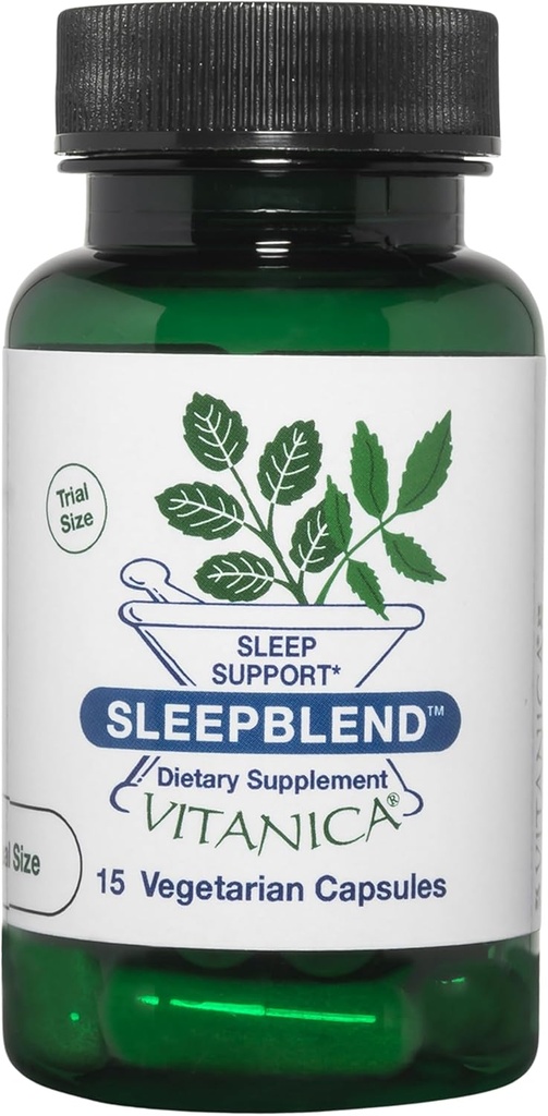 Vitanica SleepBlend - 妇女睡眠和放松支持 - 与Melatonin,Valerian Root,维生素B2 & B12 & 镁 - Pro Logo - 15 Vegan Caps的草药补充