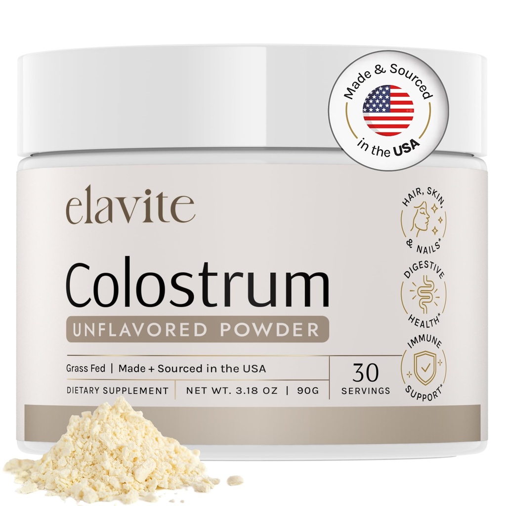 Bovine Colostrum 粉末(不味味) 草药 Colostrum 固醇健康,免疫支持健康头发,皮肤和钉子 - 30种服务