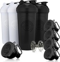 GOMOYO 适配包 - 4-Pack 摇摆瓶带Agitator + 5-Pack 蛋白质漏斗带武警,BPA-Free & Dishwasher安全