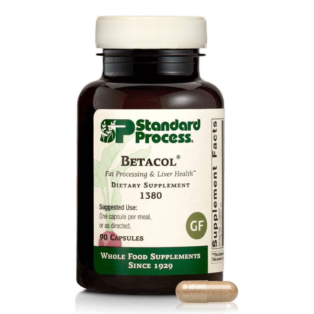 标准工艺 Betacol - 支持liver函数和Bile生产 - 配有Niacin & Vitamin B6的liver健康补编 - Gluten-free, Non-Dairy & Non-Soy - 90 Capsules