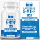 L-Methylfolate 5 MG, 优化和高度生物活性甲基Folate, 5-MTHF Mid和Immune支持补充, 能源自然饮食补充, Non-GMO & Gluten-Free, 90 Capsules