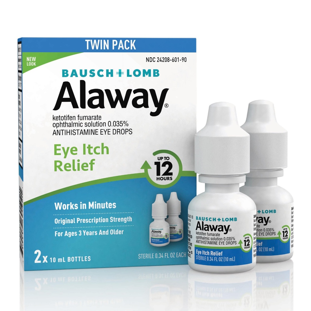 Alaway Antihistamine Eye Drops for hichy Eyes, Fast-acting, 最多12小时眼痒缓解,临床试验处方-施特林格公式, 0.34 Fl Oz(包2)