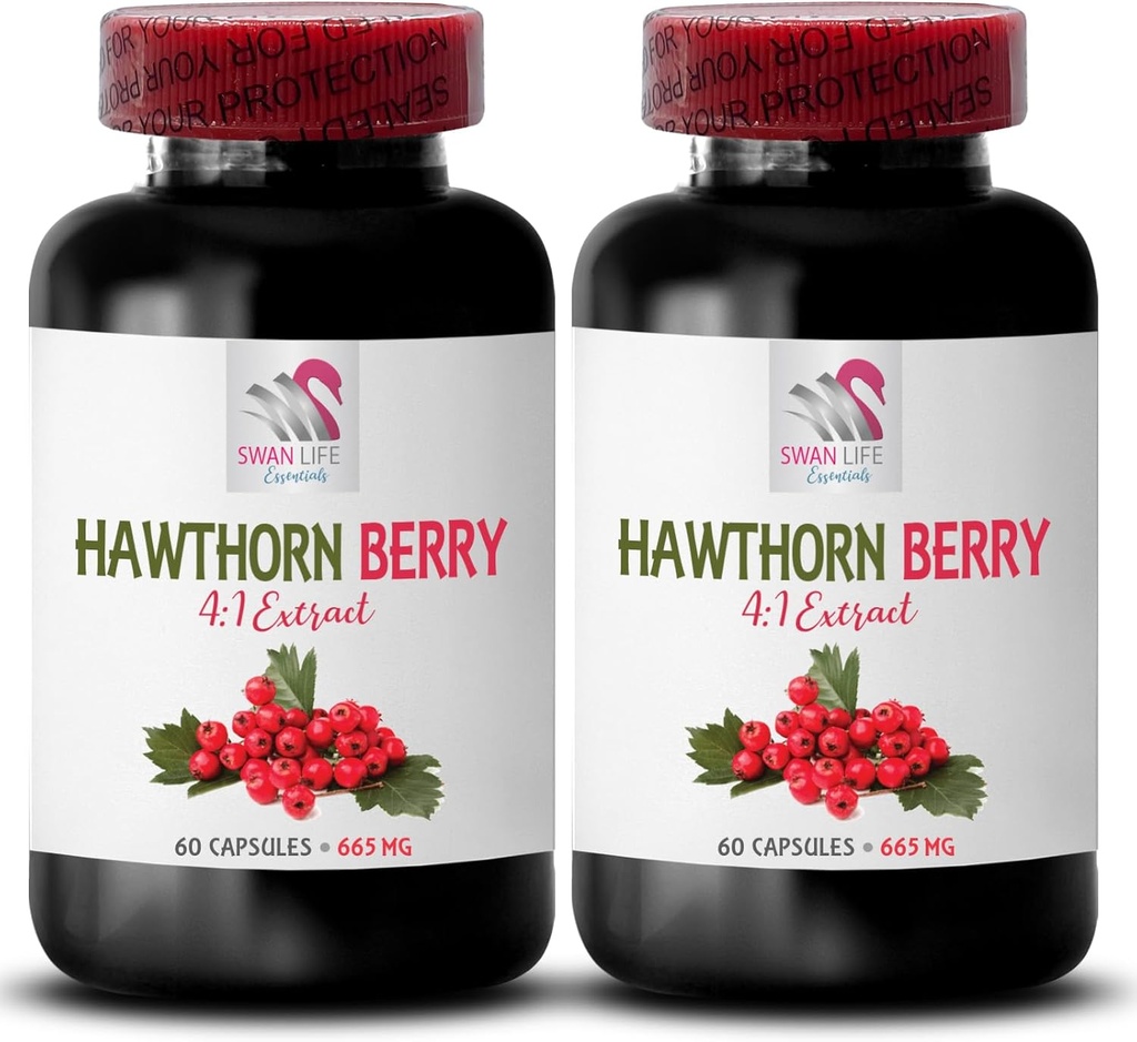 Hawthorn莓抗氧化剂 - HAWTHORN BERRIES EXTRACT - Hawthorn莓提取胶囊,Berry提取粉,野生莓能量,Hawthorn能量丸,Hawthorn发型调节器 2瓶120卡普尔