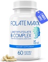 FolateMexx L-Methylfolate + B12 甲基Cobalamin & B6 混合剂(15mg) - 60 Capsules - 活性B-复合剂与配合物和基本氨基酸 - 非转基因生物,无胶体,无填充剂