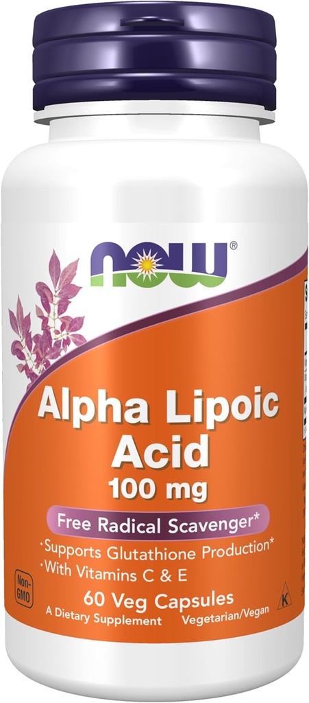 Now Foods Supplements, Alpha Lipoic Acid 100 mg 配有维生素C & E, Free Rightial Scavenger *, 60 Veg Capsules 配有维生素C & E, 免费的清扫剂*,60 Veg Capsules