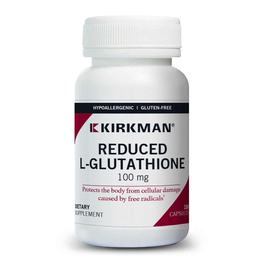 Kirkman 降低L-Glutathione 100毫克 - 伪致病性 | 100 蔬菜卡普尔 | 抗氧化剂