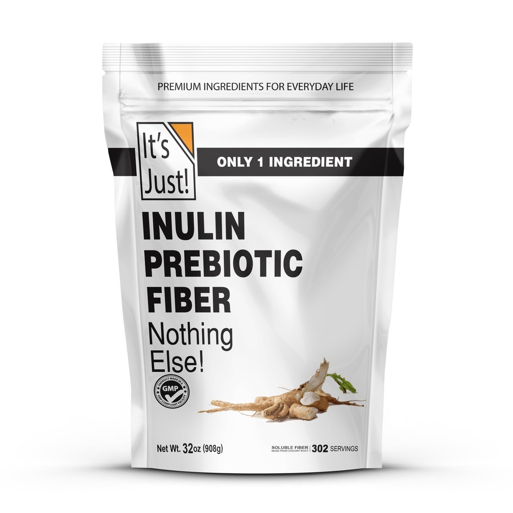 这只是! - Inulin Prebiotive Fiber,水溶性,Chicory根粉,促进古特健康,美国制造,比利时产品,Vegan/Keto友好
