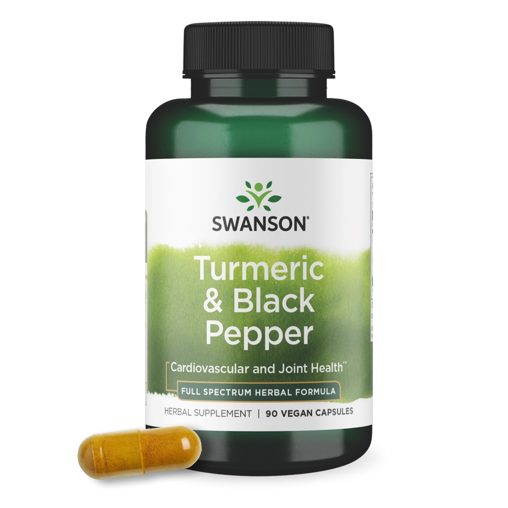 Swanson Premium-Turmeric' &' Black Pepper - 抗氧化剂,文摘" &"联合支持 - 90 Veg Caps