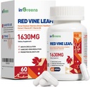Red Vine Leaf 提取 1630 mg 与马栗,屠夫的扫帚,Hawthorn 补充 Varicose Veins, 腿,流通,心脏,皮肤,支持心脏健康,美国制造,60 Capsules
