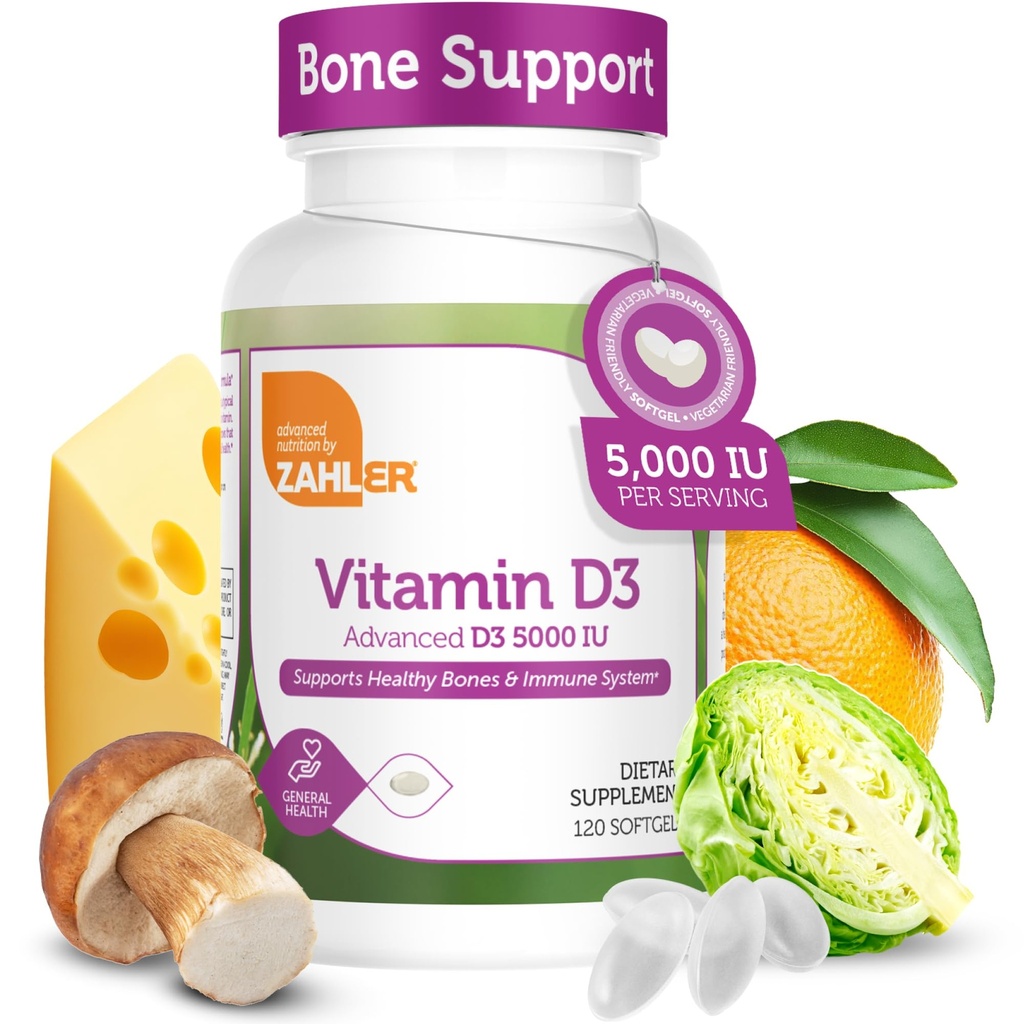 Zahler - 高级维生素D35000 IU软胶(120 伯爵) Kosher Vitamin D for Immune 支持, Bone, Teeth & Muscle 健康 - 成人每日D3维生素补充 - 轻松燕子V
