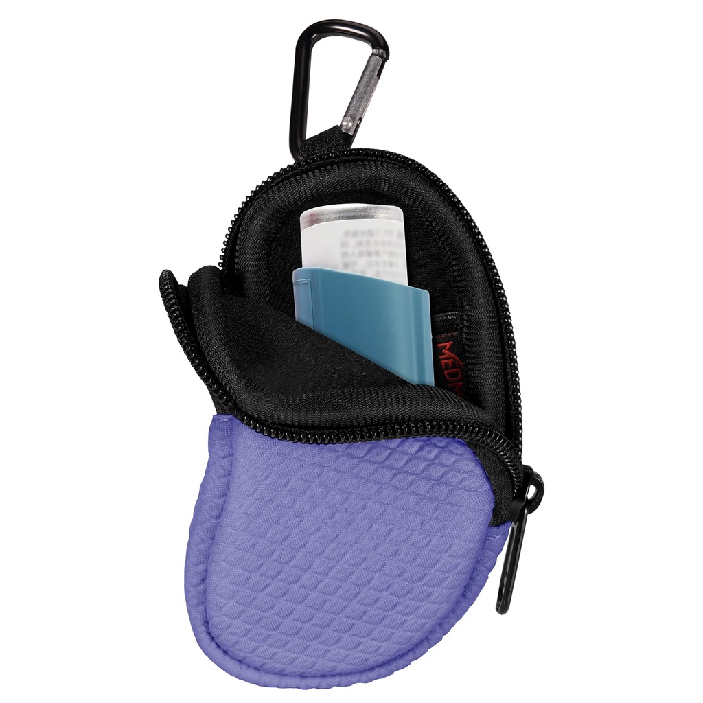 Neoprene Asthma Inhaler Holder, 保护性便携式旅行手提箱,轻量级携带箱,配有武警Clip和Mesh Pocket Inside, Inhaler Not United(仅案件)(Violet)