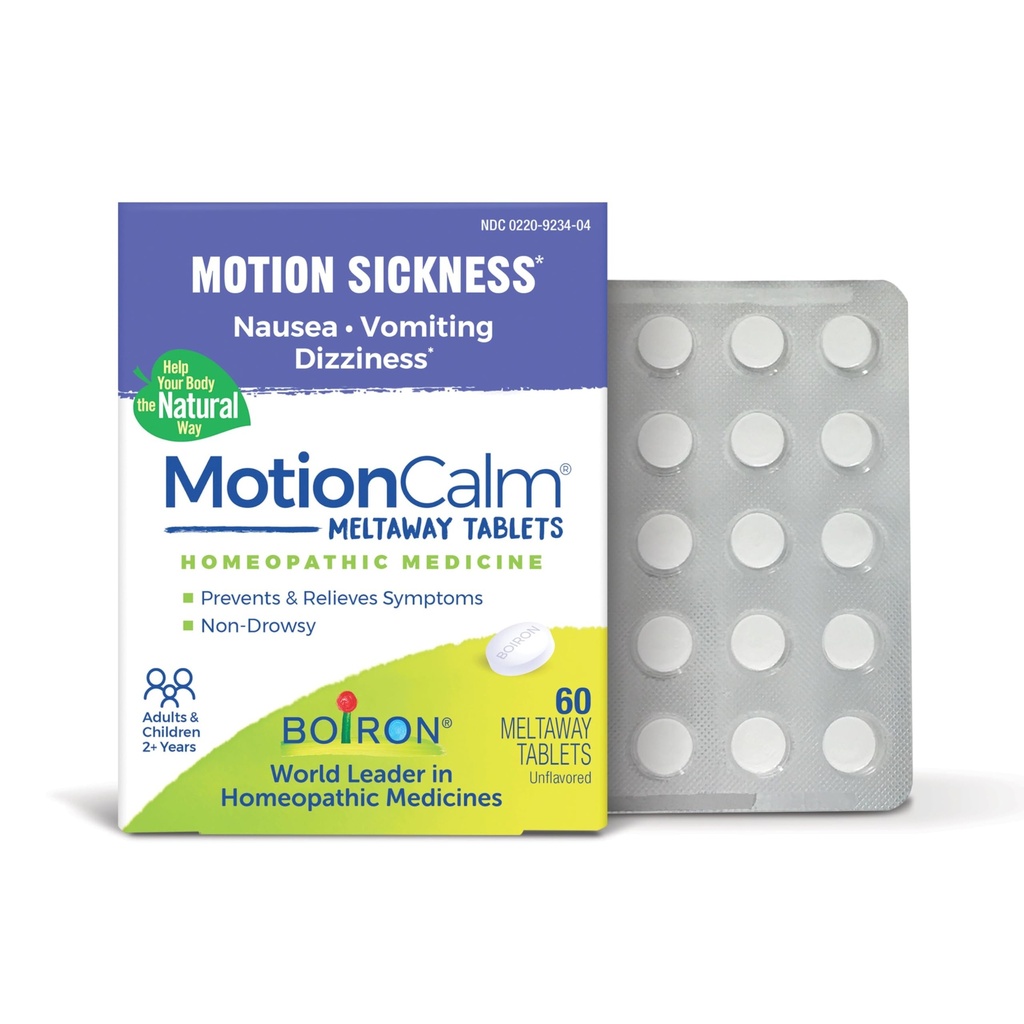 Boiron MotionCalm Relief for Nausea, 呕吐, 或晕眩症, 与旅行、娱乐性旅行和视频游戏或 VR 相关联,