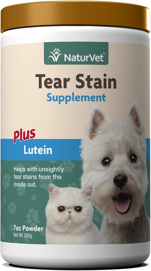 NaturVet – 泪盆+Lutein + 消除不见得的泪盆 + 与 Cranberry 提取、 Calcium Ascorbate 和 Oregon Grape Root + 用于狗和猫 + + 200 克拉姆粉