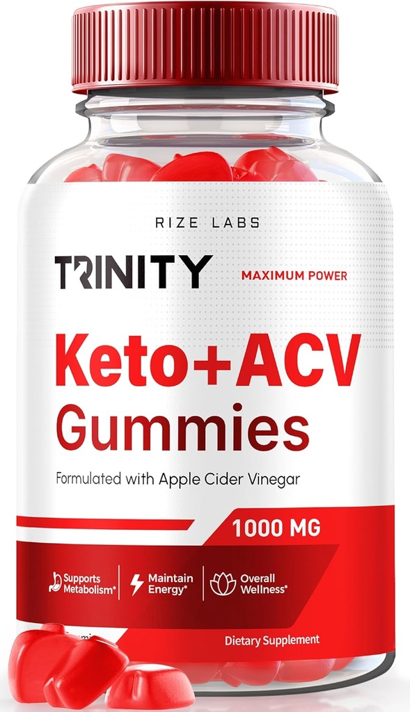 rize 实验室 - Trinity Keto+ACV Gummys for Advanced Wight Loss, All Natural Apple 苹果苹果苹果醋补充剂,500 mg (60 Gummys)