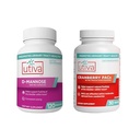 PACs 30 Vegi Capsules Cranberry 女性和男性尿道切除术健康补充剂 + Utiva D-Mannose 500 mg 120 Capsules Natural Flush The Bladder和尿道切除术