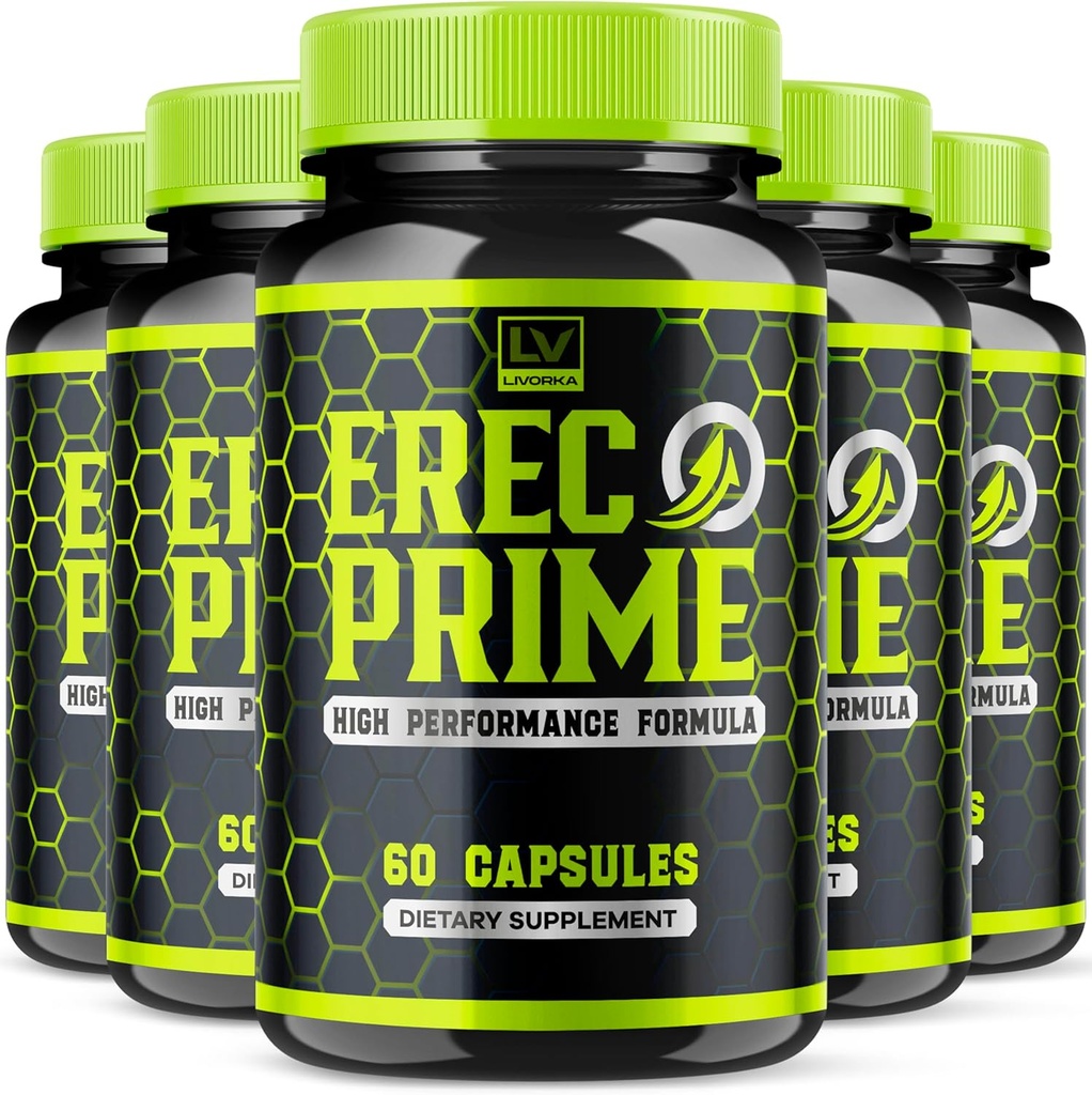 (5 Pack) Erec Prime Capsules, Erec Prime 高级支持公式 Pills (300 Capsules) (英语).