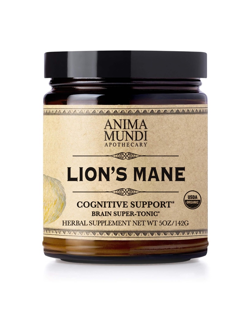 Anima Mundi Apothecary Lions Mane Brain Tuner Mushroom Powder - Organic Lions Mane Extract Powder for Cognitive Support - Organic Mushroom Powder Supplement (5oz / 141g)